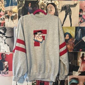 Rare Vintage Fred Flintstone Embroidered Crewneck Sweatshirt